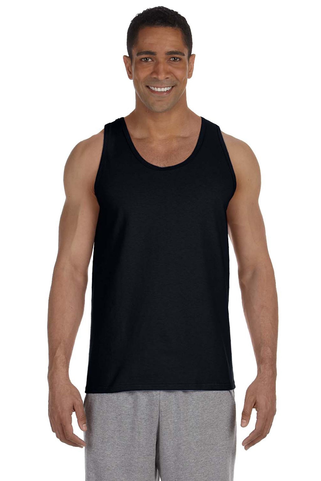 Gildan 2200 Mens Ultra Tank Top Black Model Front