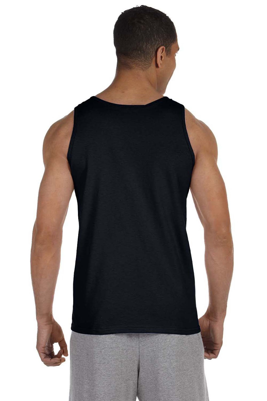 Gildan 2200 Mens Ultra Tank Top Black Model Back