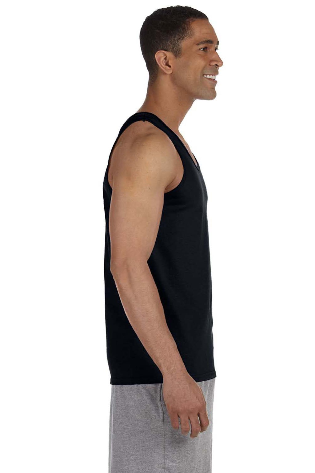 Gildan 2200 Mens Ultra Tank Top Black Model Side