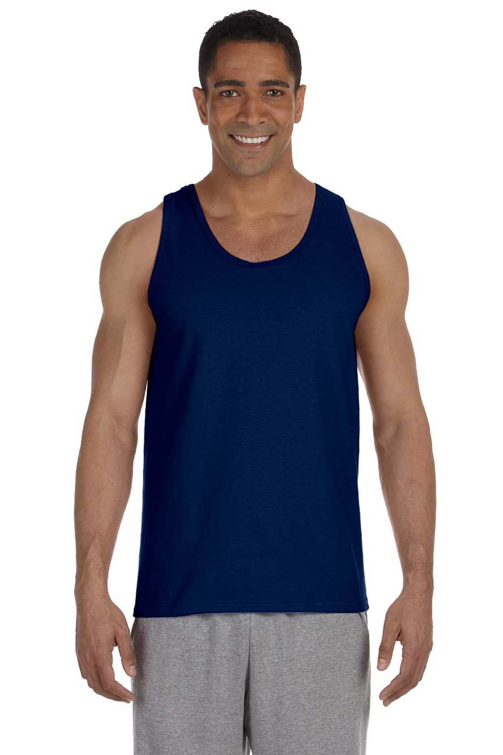 Gildan 2200 Mens Ultra Tank Top Navy Blue Model Front