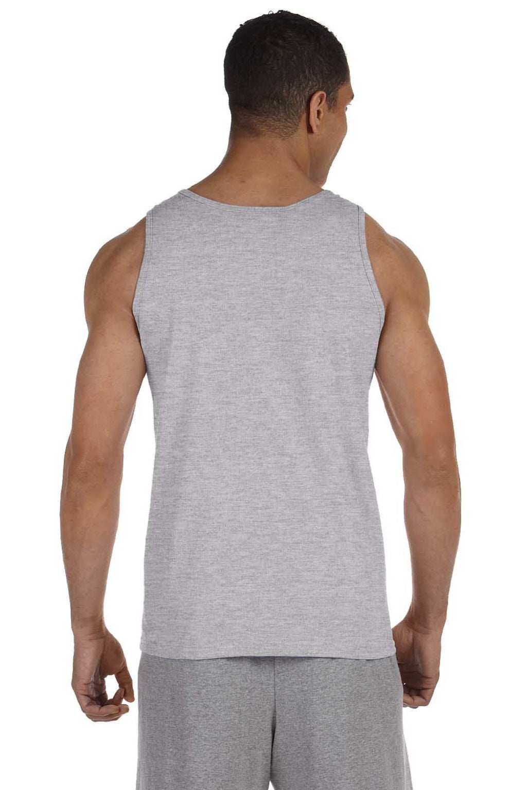 Gildan 2200 Mens Ultra Tank Top Sport Grey Model Back