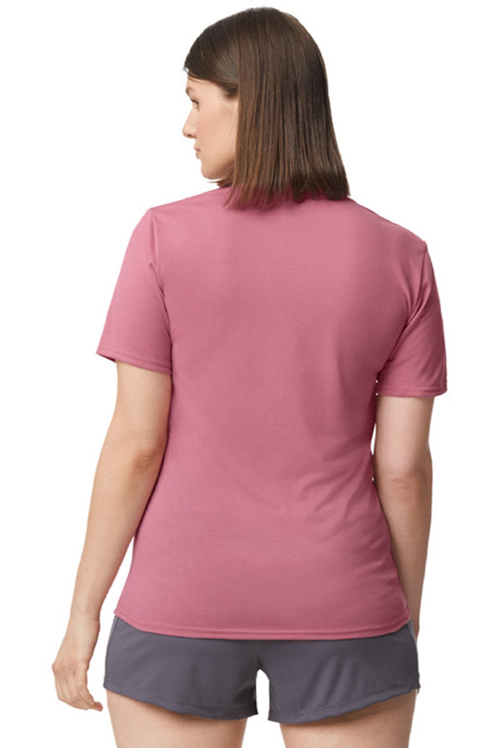 Gildan 42000 Mens Performance Jersey Moisture Wicking Short Sleeve Crewneck T-Shirt Plumrose Model Back