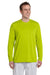 Gildan 42400 Mens Performance Jersey Moisture Wicking Long Sleeve Crewneck T-Shirt Safety Green Model Front