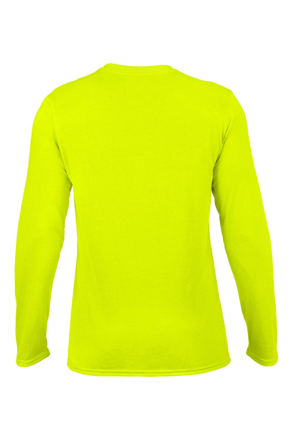 Gildan 42400 Mens Performance Jersey Moisture Wicking Long Sleeve Crewneck T-Shirt Safety Green Flat Back