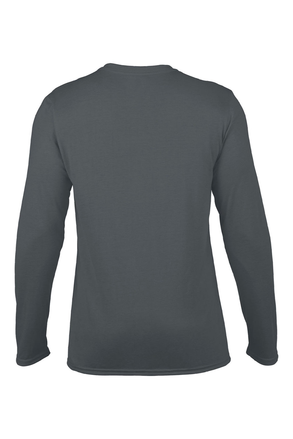 Gildan 42400 Mens Performance Jersey Moisture Wicking Long Sleeve Crewneck T-Shirt Charcoal Grey Flat Back