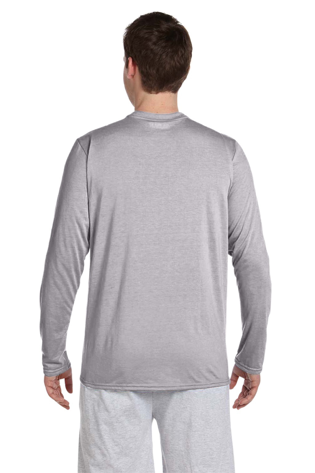 Gildan 42400 Mens Performance Jersey Moisture Wicking Long Sleeve Crewneck T-Shirt Sport Grey Model Back