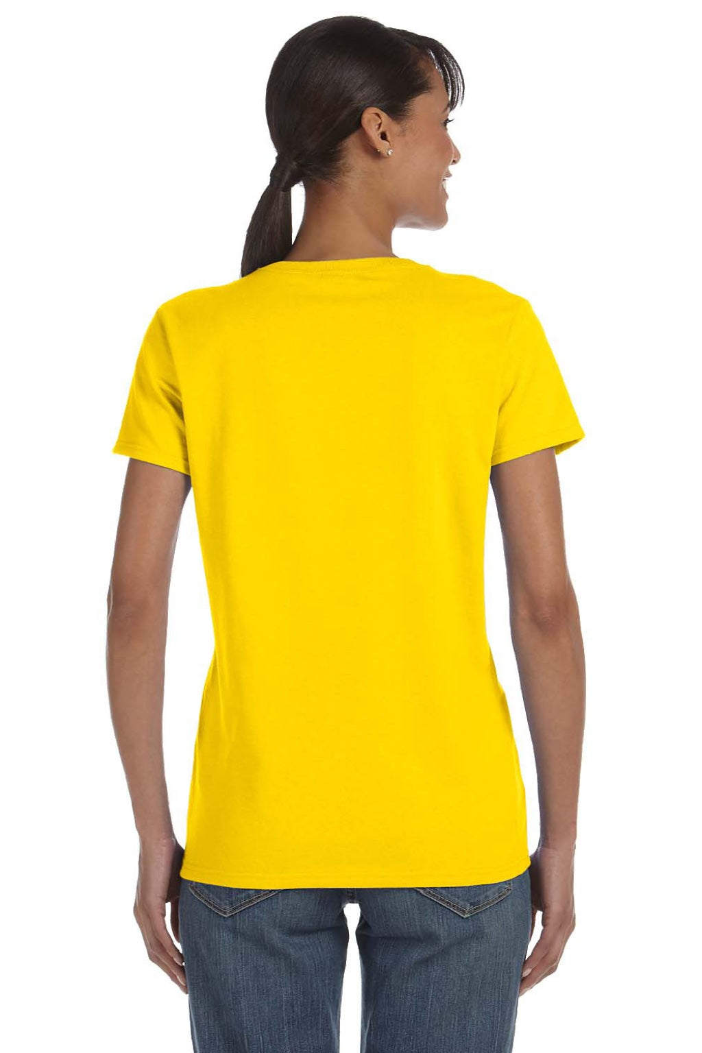 Gildan 5000L Womens Short Sleeve Crewneck T-Shirt Daisy Yellow Model Back
