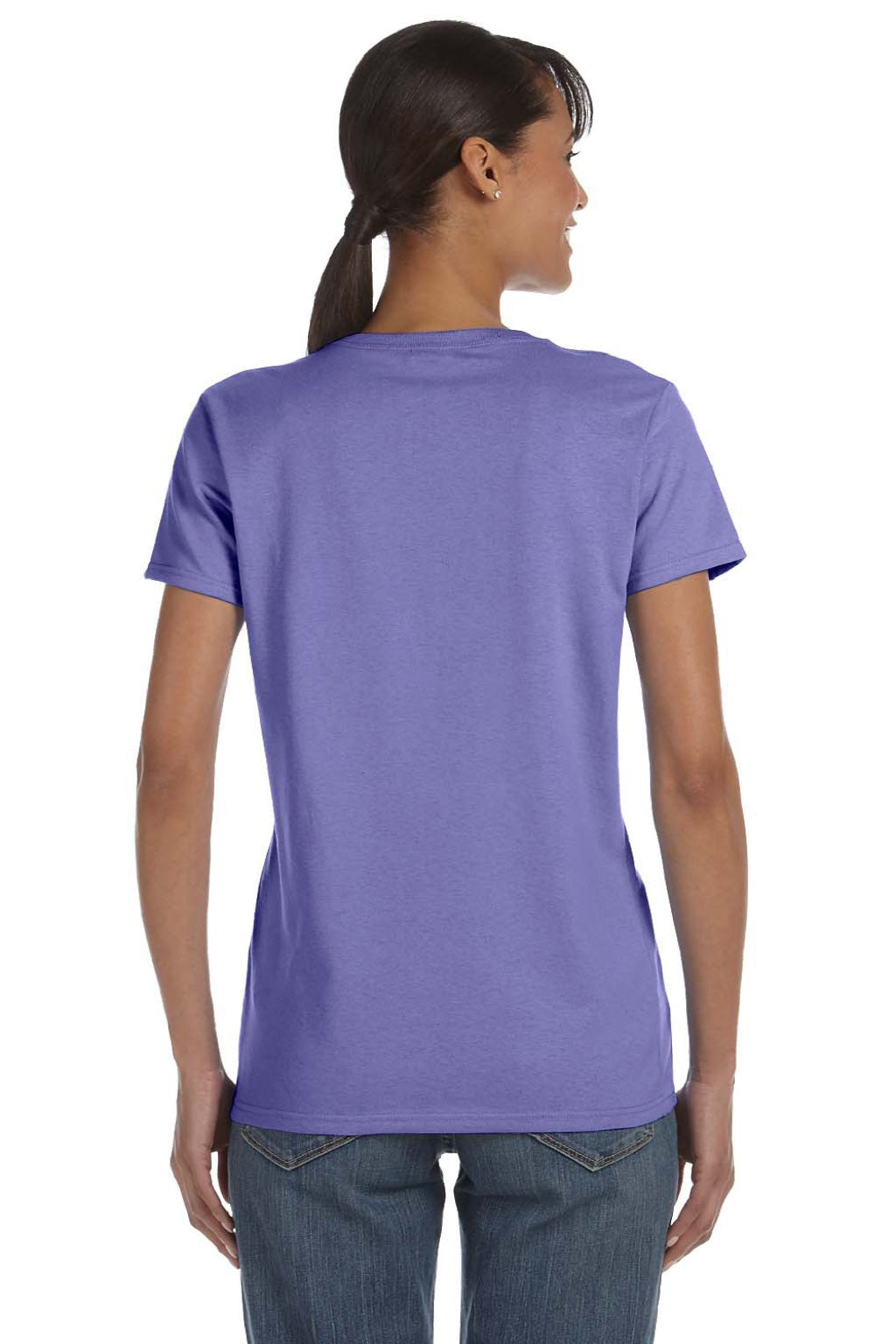 Gildan 5000L Womens Short Sleeve Crewneck T-Shirt Violet Purple Model Back