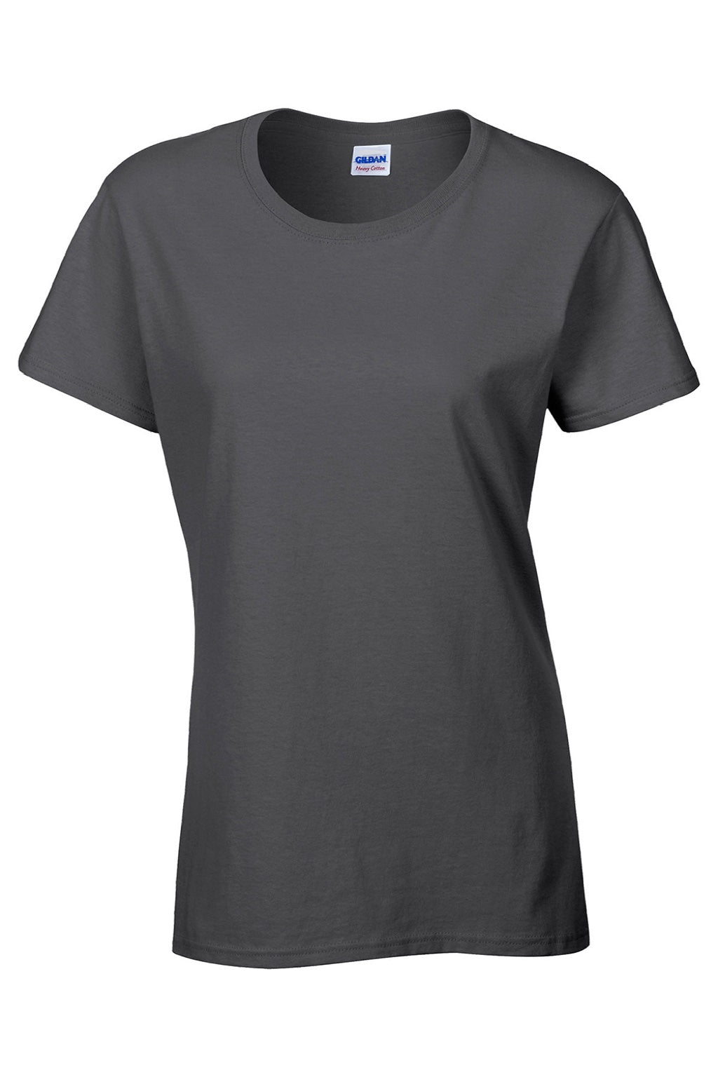 Gildan 5000L Womens Short Sleeve Crewneck T-Shirt Heather Dark Grey Flat Front