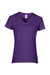 Gildan 5V00L Womens Short Sleeve V-Neck T-Shirt Purple Flat Front