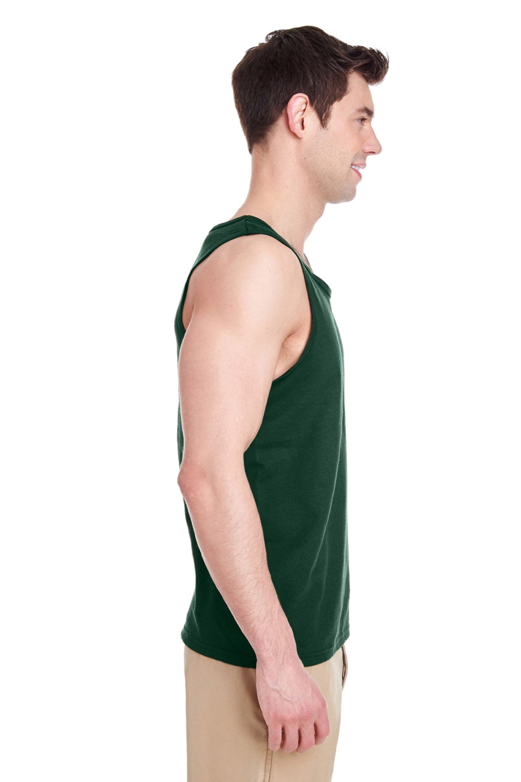 Gildan G5200/5200 Mens Tank Top Forest Green Model Side