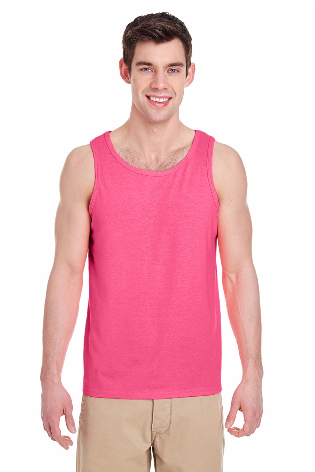 Gildan G5200/5200 Mens Tank Top Safety Pink Model Front