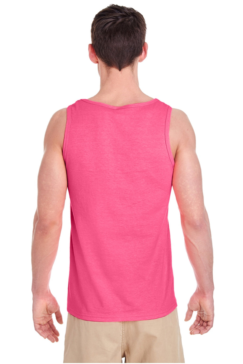 Gildan G5200/5200 Mens Tank Top Safety Pink Model Back