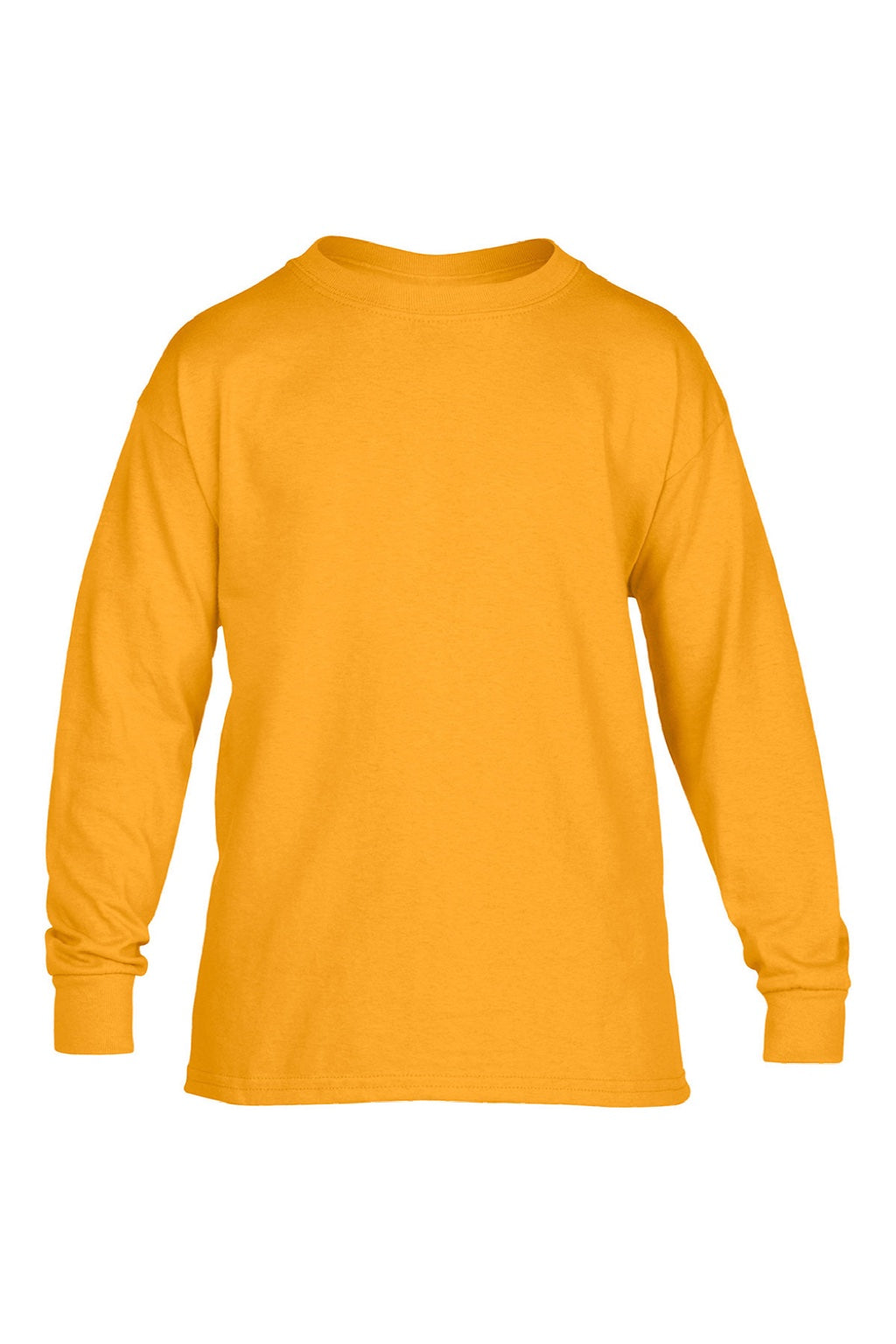 Gildan 5400B Youth Long Sleeve Crewneck T-Shirt Gold Flat Front