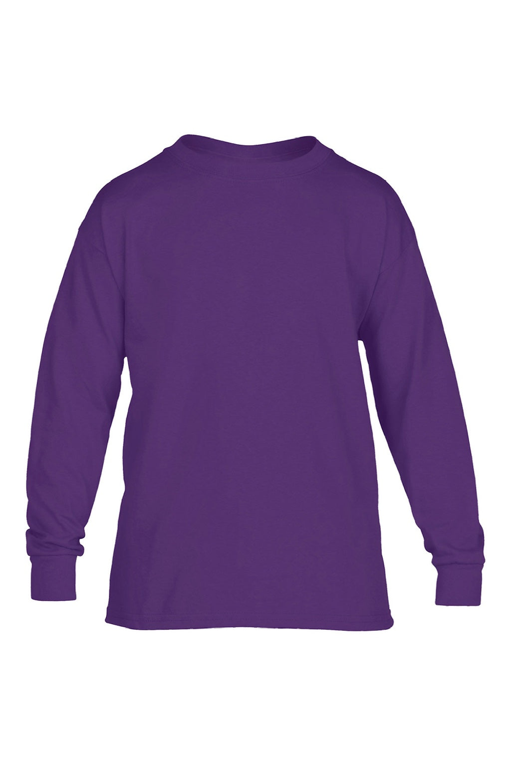 Gildan 5400B Youth Long Sleeve Crewneck T-Shirt Purple Flat Front
