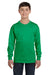 Gildan 5400B Youth Long Sleeve Crewneck T-Shirt Irish Green Model Front