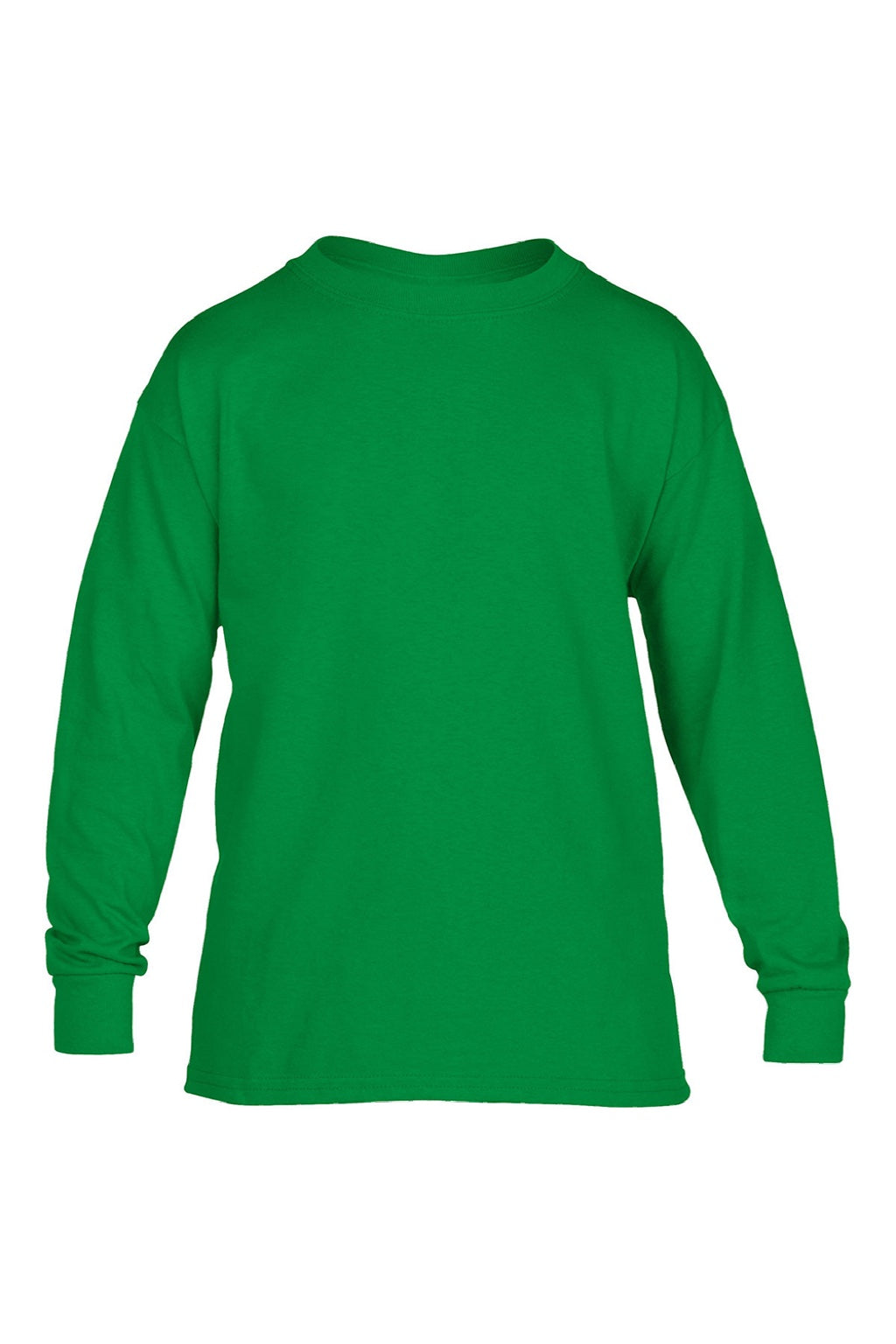 Gildan 5400B Youth Long Sleeve Crewneck T-Shirt Irish Green Flat Front