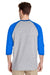 Gildan 5700 Mens 3/4 Sleeve Crewneck T-Shirt Sport Grey/Royal Blue Model Back