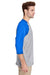 Gildan 5700 Mens 3/4 Sleeve Crewneck T-Shirt Sport Grey/Royal Blue Model Side