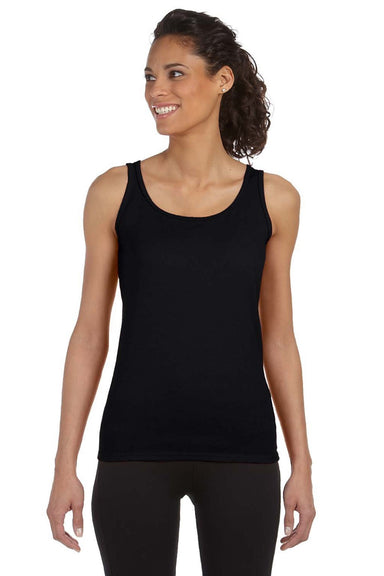 Gildan 64200L Womens Softstyle Tank Top Black Model Front