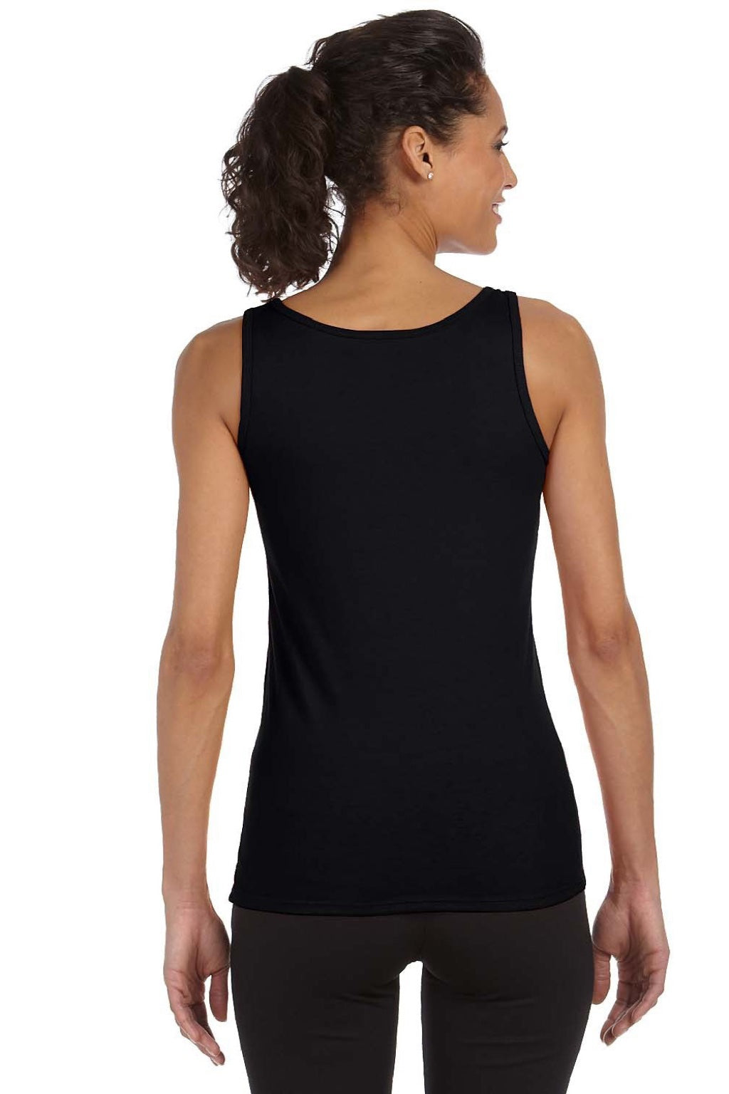 Gildan 64200L Womens Softstyle Tank Top Black Model Back