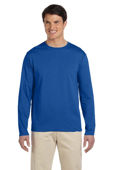 Gildan 64400 Mens Softstyle Long Sleeve Crewneck T-Shirt Royal Blue Model Front