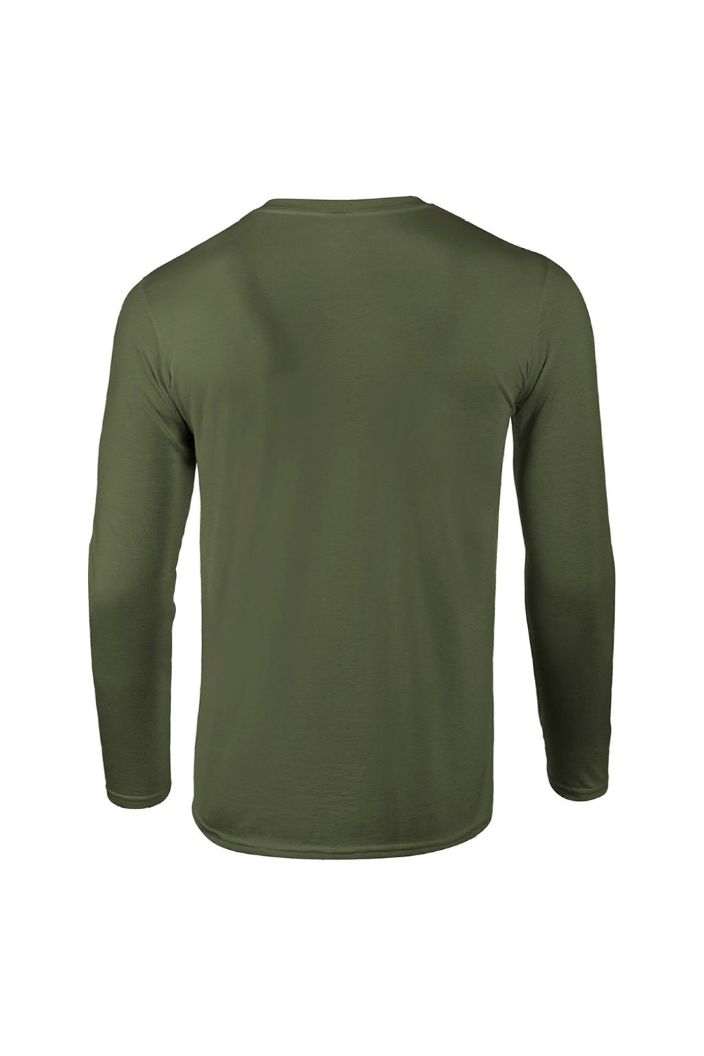 Gildan 64400 Mens Softstyle Long Sleeve Crewneck T-Shirt Military Green Flat Back