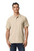 Gildan 64800 Mens Softstyle Pique Short Sleeve Polo Shirt Sand Model Front