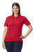 Gildan 64800L Womens Softstyle Pique Short Sleeve Polo Shirt Cherry Red Model Front