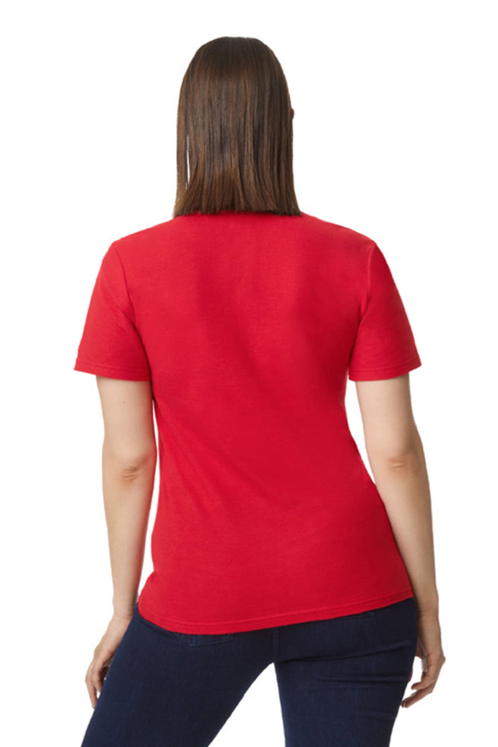 Gildan 64800L Womens Softstyle Pique Short Sleeve Polo Shirt Red Model Back