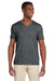 Gildan 64V00 Mens Softstyle Short Sleeve V-Neck T-Shirt Heather Dark Grey Model Front