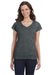 Gildan 64V00L Womens Softstyle Short Sleeve V-Neck T-Shirt Heather Dark Grey Model Front