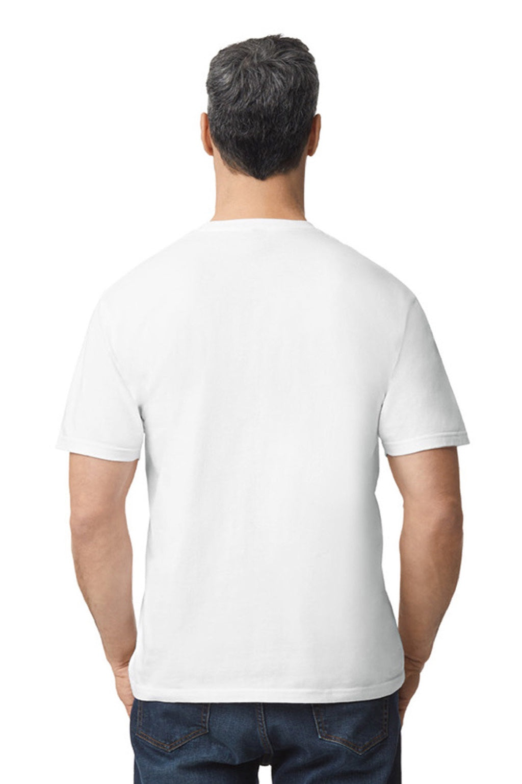 Gildan 65000 Mens Softstyle Short Sleeve Crewneck T-Shirt White Model Back