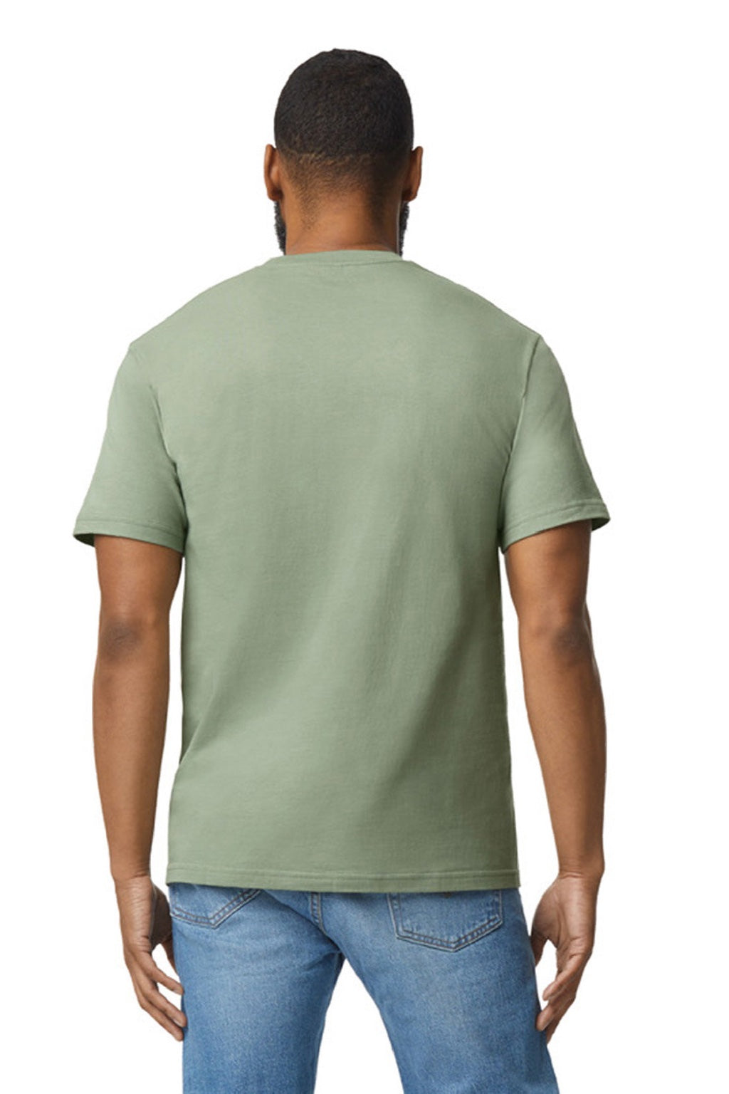 Gildan 65000 Mens Softstyle Short Sleeve Crewneck T-Shirt Sage Green Model Back
