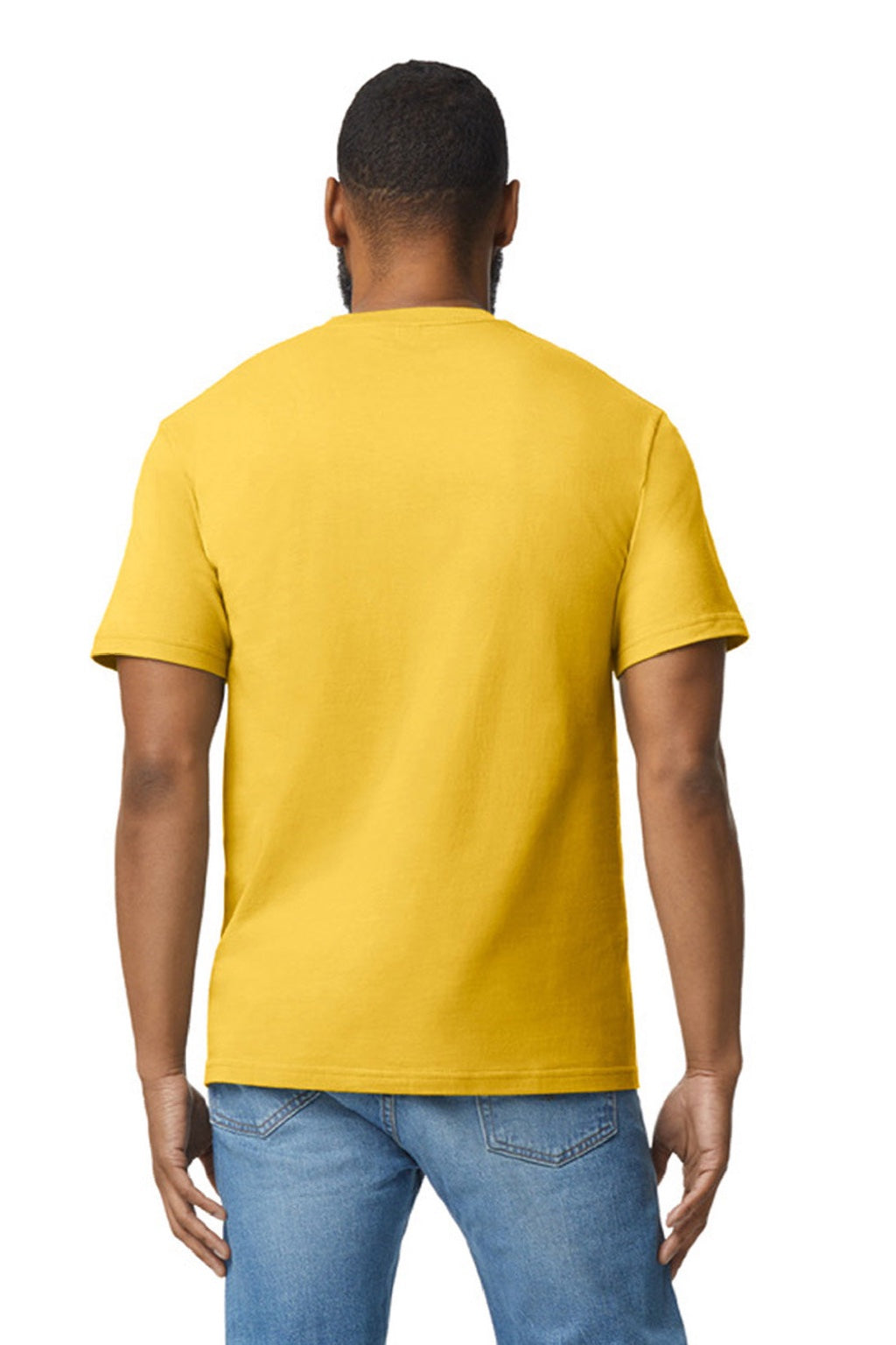Gildan 65000 Mens Softstyle Short Sleeve Crewneck T-Shirt Daisy Yellow Model Back