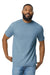 Gildan 65000 Mens Softstyle Short Sleeve Crewneck T-Shirt Stone Blue Model Front