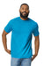 Gildan 65000 Mens Softstyle Short Sleeve Crewneck T-Shirt Sapphire Blue Model Front