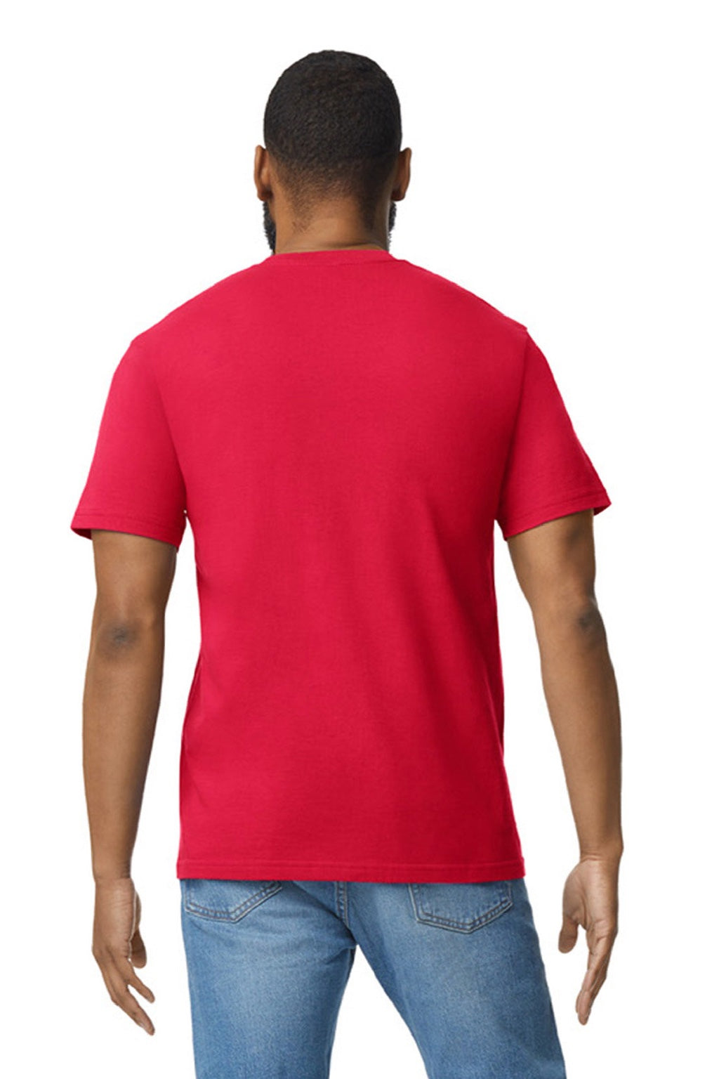 Gildan 65000 Mens Softstyle Short Sleeve Crewneck T-Shirt Red Model Back