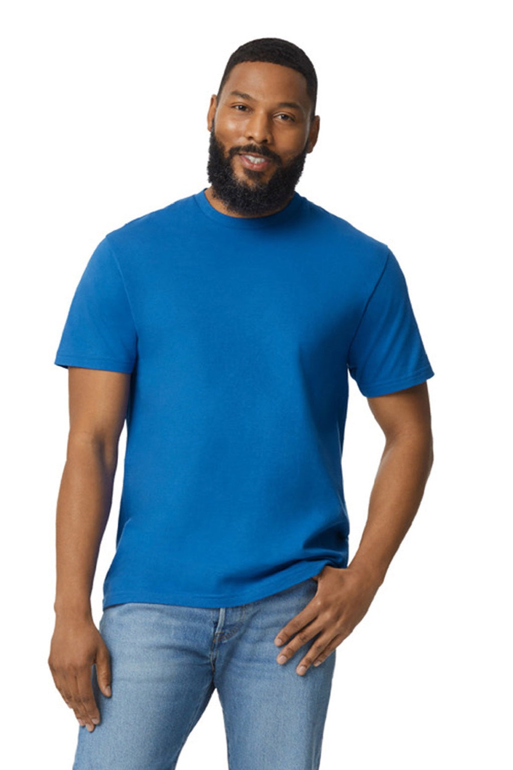 Gildan 65000 Mens Softstyle Short Sleeve Crewneck T-Shirt Royal Blue Model Front