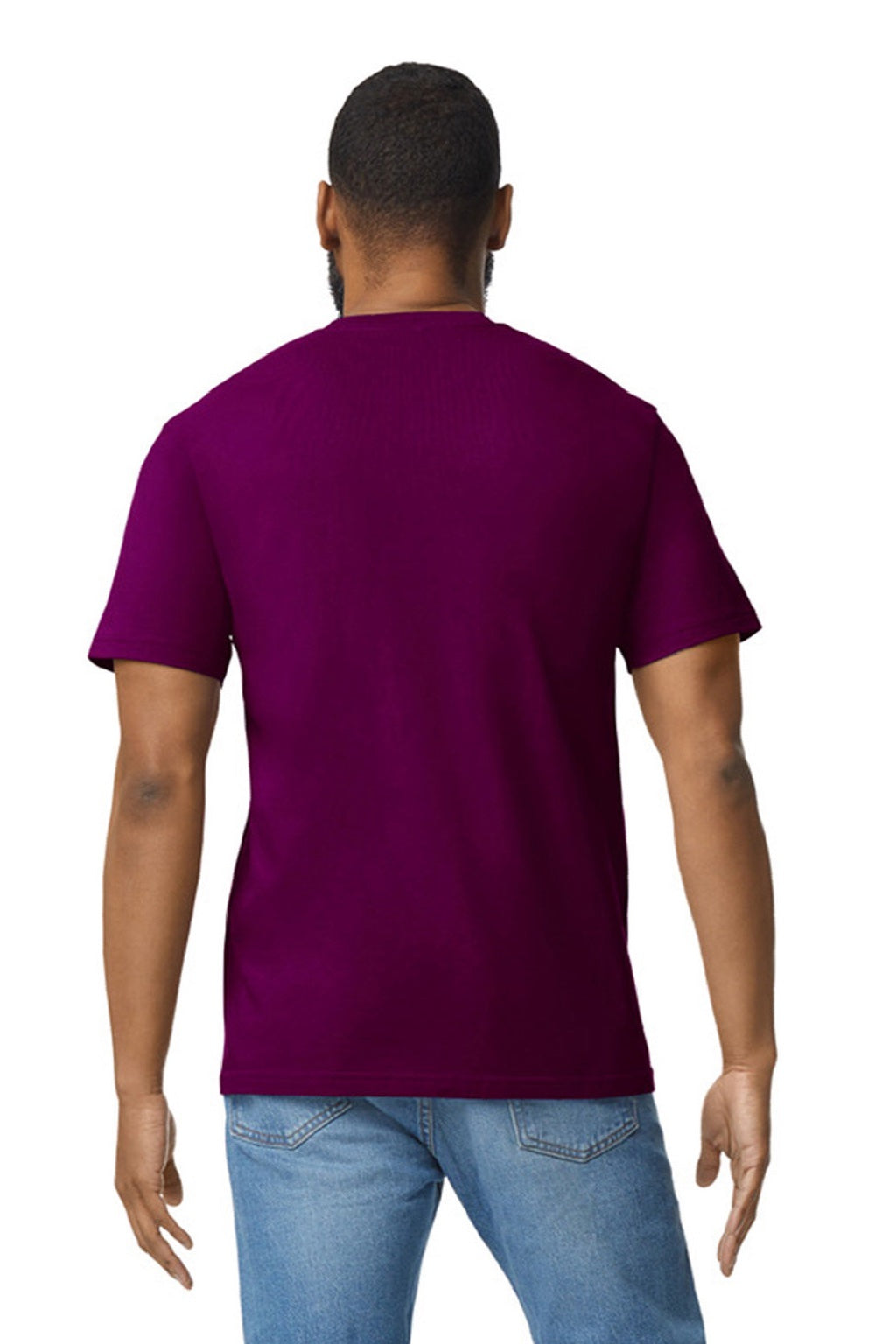 Gildan 65000 Mens Softstyle Short Sleeve Crewneck T-Shirt Maroon Model Back
