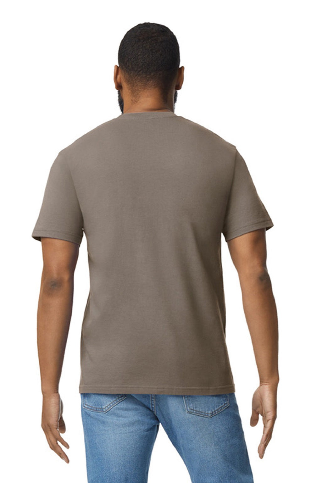 Gildan 65000 Mens Softstyle Short Sleeve Crewneck T-Shirt Savana Brown Model Back