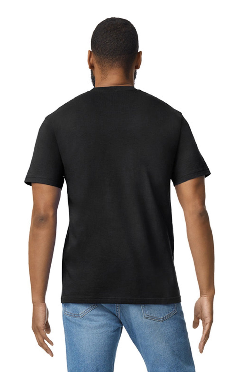 Gildan 65000 Mens Softstyle Short Sleeve Crewneck T-Shirt Pitch Black Model Back