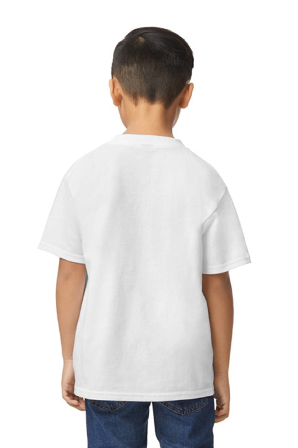 Gildan 65000B Youth Softstyle Short Sleeve Crewneck T-Shirt White Model Back