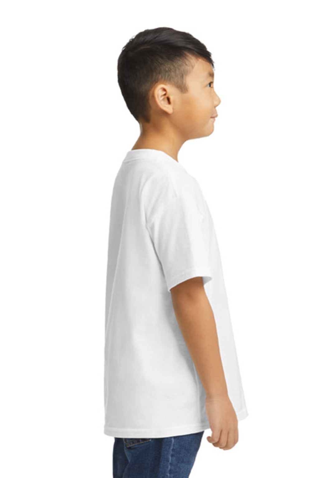 Gildan 65000B Youth Softstyle Short Sleeve Crewneck T-Shirt White Model Side