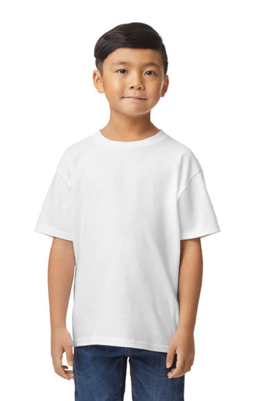 Gildan 65000B Youth Softstyle Short Sleeve Crewneck T-Shirt White Model Front