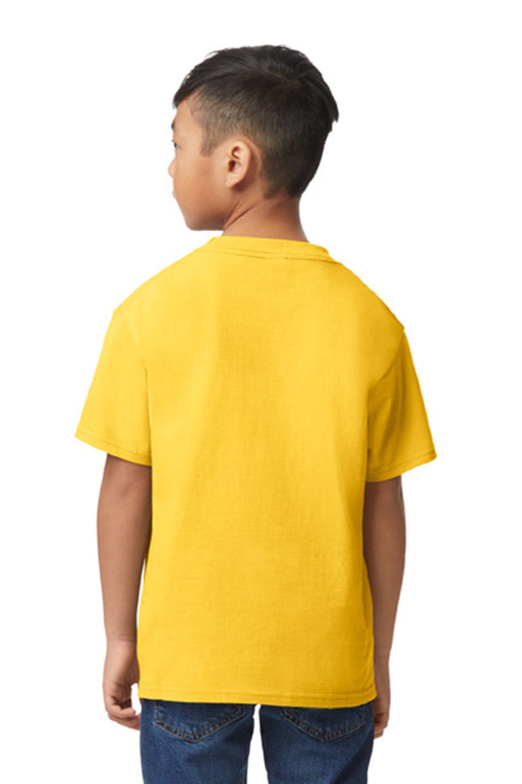 Gildan 65000B Youth Softstyle Short Sleeve Crewneck T-Shirt Daisy Yellow Model Back