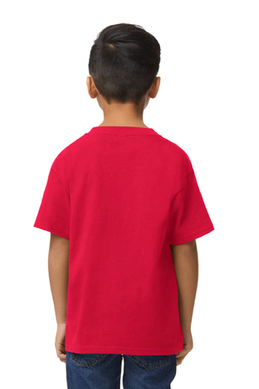 Gildan 65000B Youth Softstyle Short Sleeve Crewneck T-Shirt Red Model Back