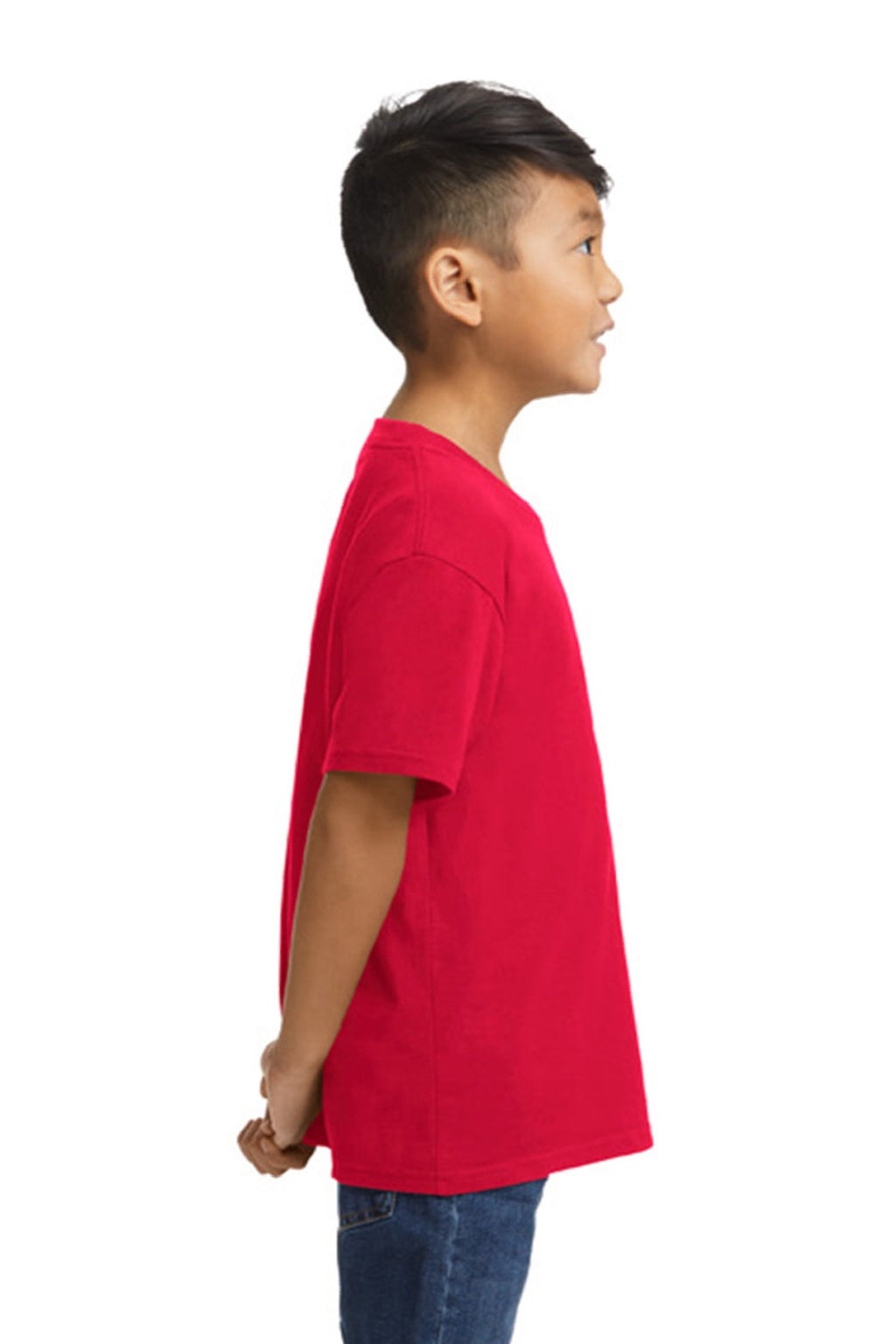 Gildan 65000B Youth Softstyle Short Sleeve Crewneck T-Shirt Red Model Side