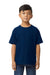 Gildan 65000B Youth Softstyle Short Sleeve Crewneck T-Shirt Navy Blue Model Front