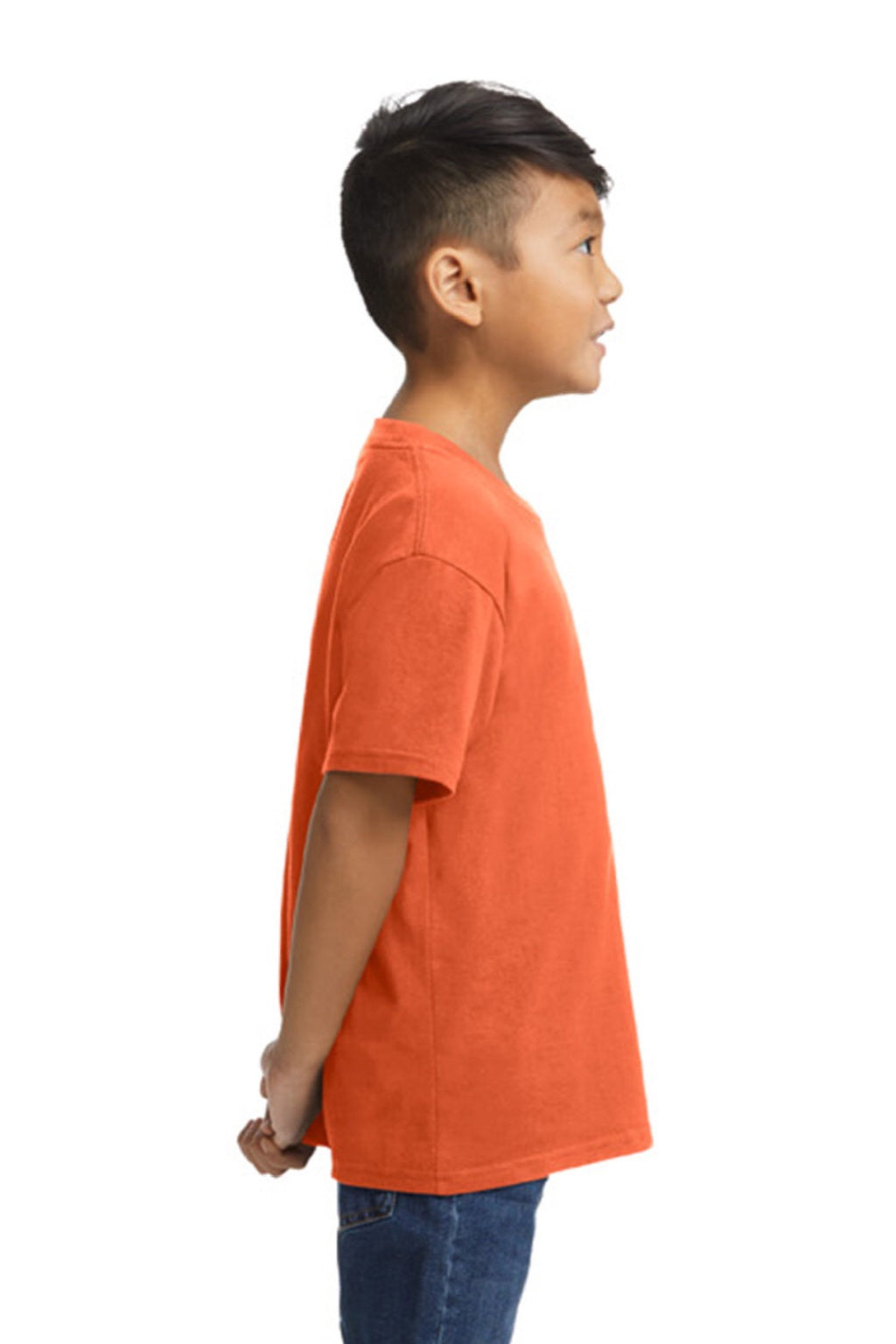 Gildan 65000B Youth Softstyle Short Sleeve Crewneck T-Shirt Orange Model Side